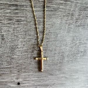Solid 14k Yellow Gold Cross Necklace